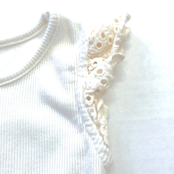 Gap Baby Toddler Girl Ribbed Cream Coloured Flutter Top, Size 2 Years - Picture 2 of 4